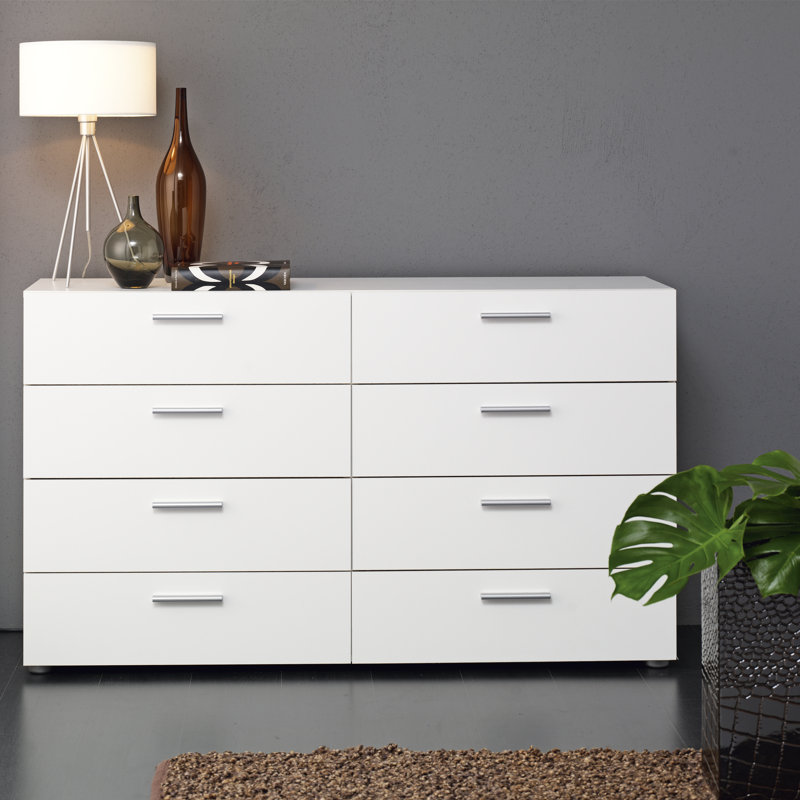 Gianna 8 Drawer 55.12" W Double Dresser, White