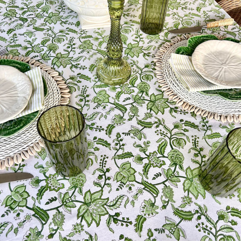 Green Chintz Tablecloth, 60" Square