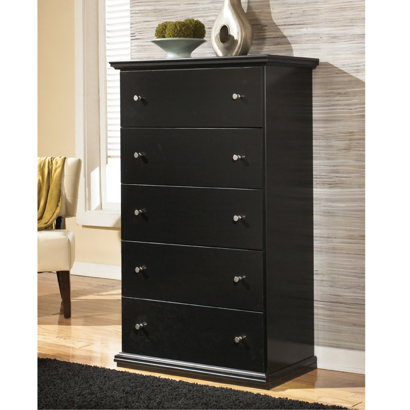 Leanette 33.31'' W 5 - Drawer Dresser, Black