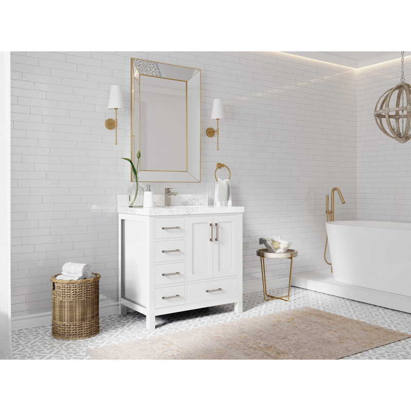 Malibu 36'' Single Bathroom Vanity with Quartz Top