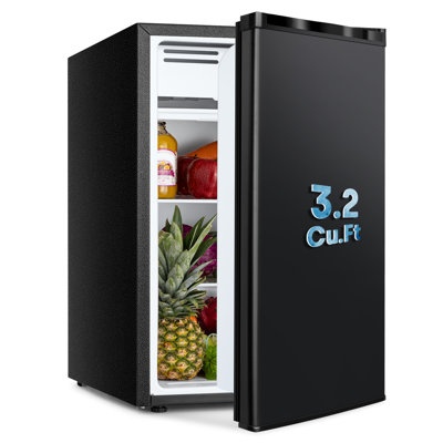 Mini réfrigérateur compact avec congélateur arrière de 3,2 pi cu avec contrôle de la température à 7 vitesses, porte réversible, tablettes en verre amovibles, faible bruit, économie d'énergie