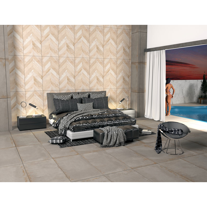 24" x 48" Porcelain Concrete Look Wall & Tile, Pearl