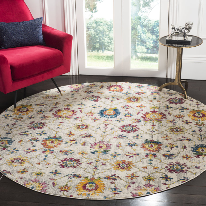 Tabinowski 100 Performance Floral Rug, Round 6'7"