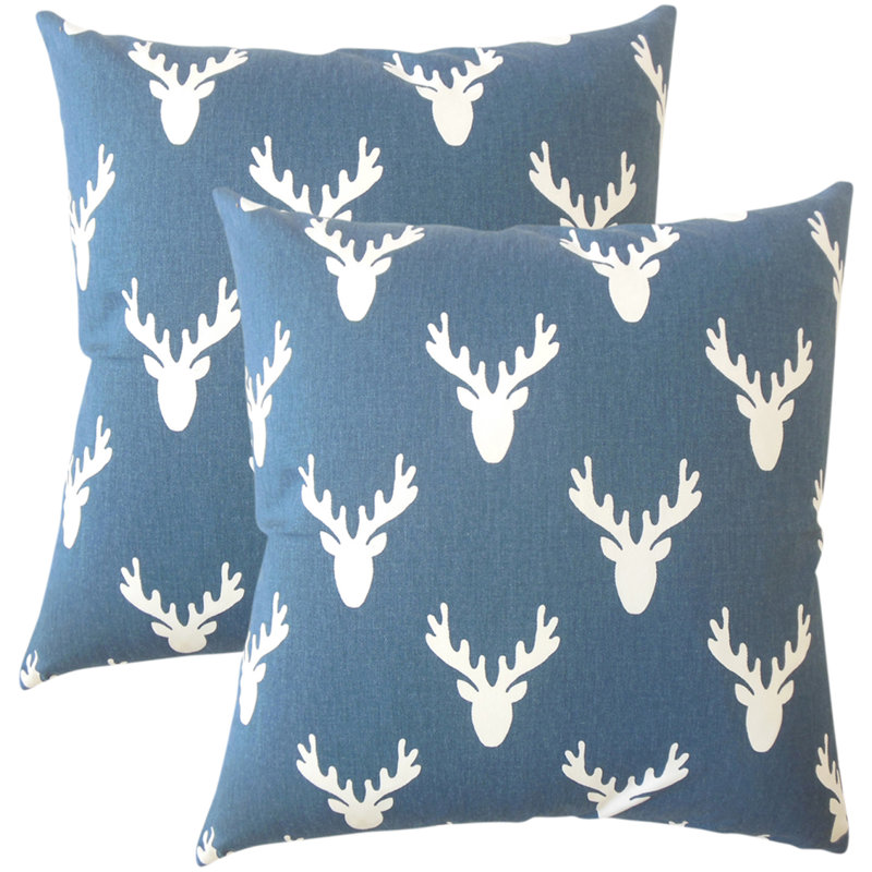 Coussin en coton Graphic, Bleu marine