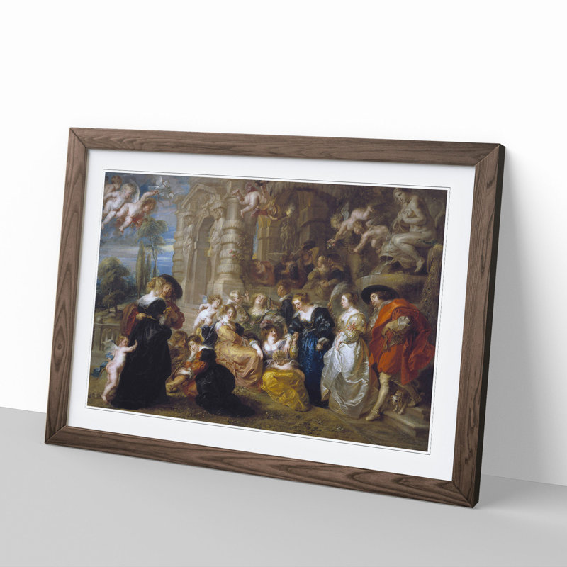 The Garden of Love by Peter Paul Rubens - Picture Frame Painting, 48cm H x 65cm W x 2cm D, Walnut