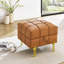 Rangement de 22 pouces en cuir rayé orange Tangy - Pet - Banc de hall d'entrée avec pieds en acier inoxydable doré-1531555424