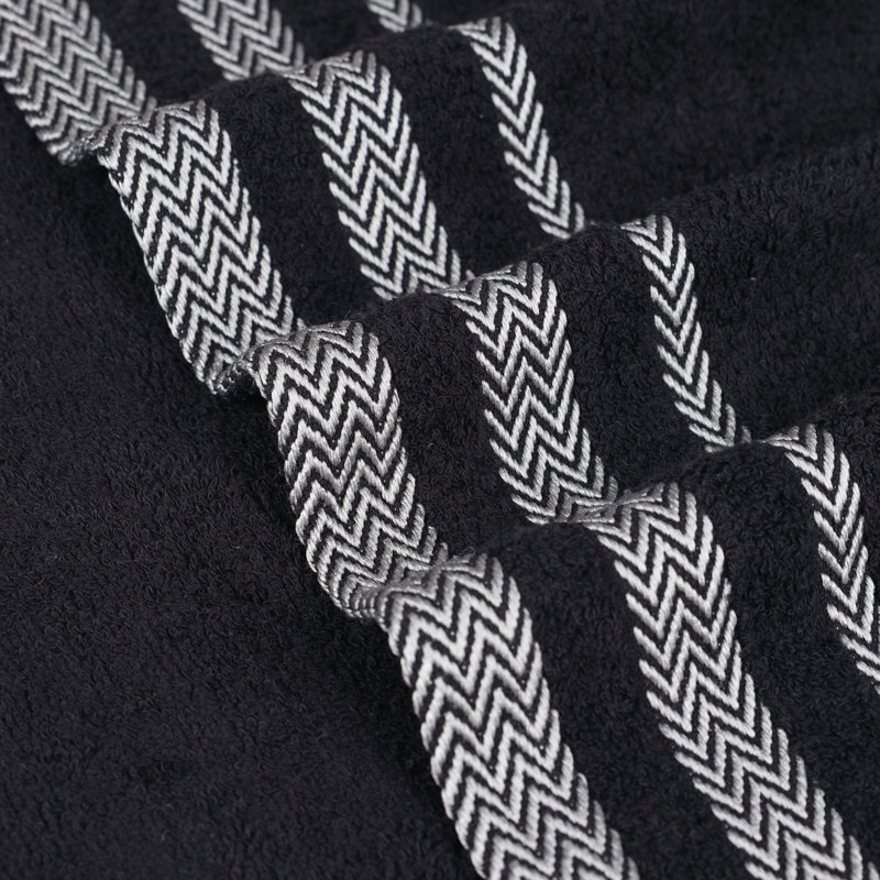 Ensemble de serviettes de bain 100% coton Dobby, Noir