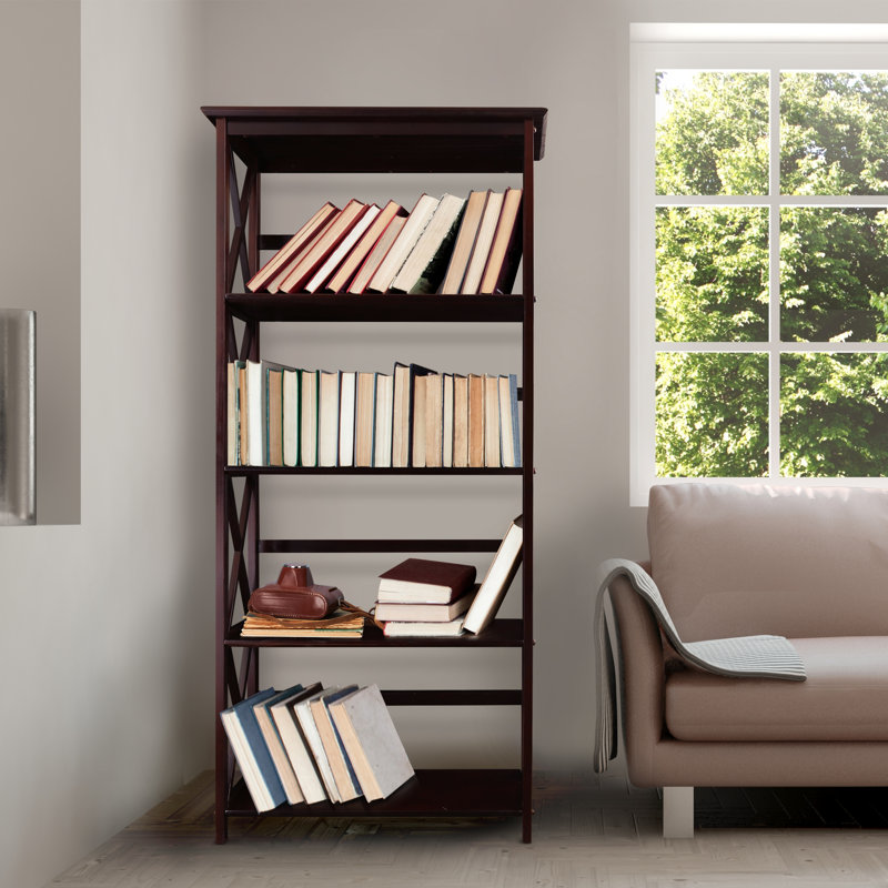 Bibliothèque-étagère en bois massif H 63 po x l 29,5 po Oktay, Espresso