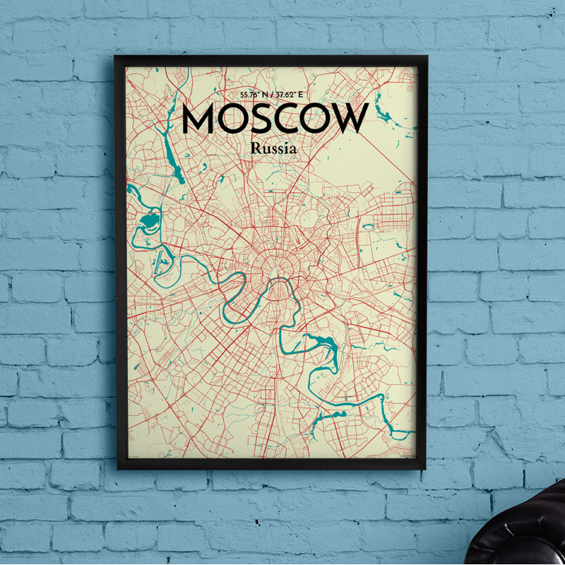 Moscow City Map - No Frame Print, 91.4cm H x 61cm W x 0.13cm D