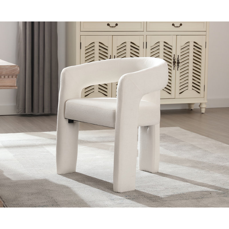 Chaise avec accoudoirs en fer Dalpat, Chenille beige
