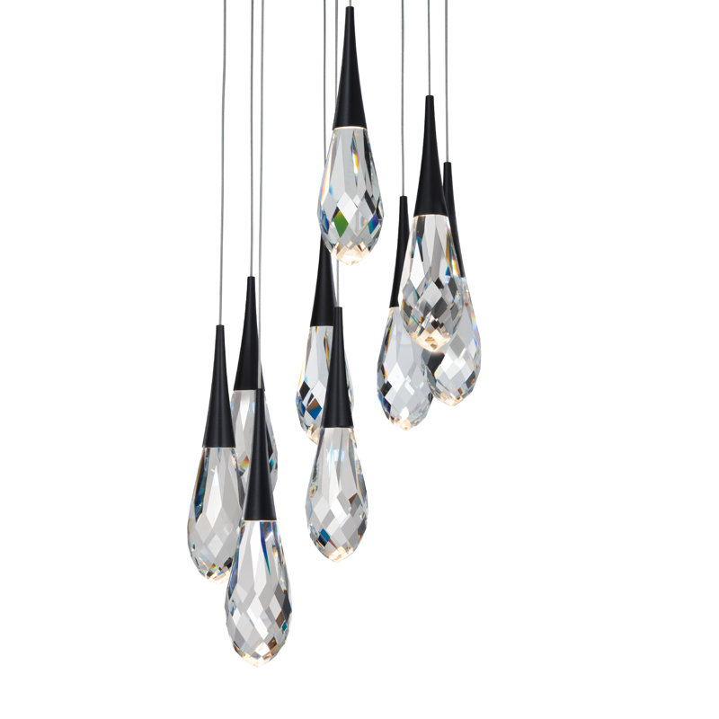 Hibiscus 9 - Light LED Pendant, Black