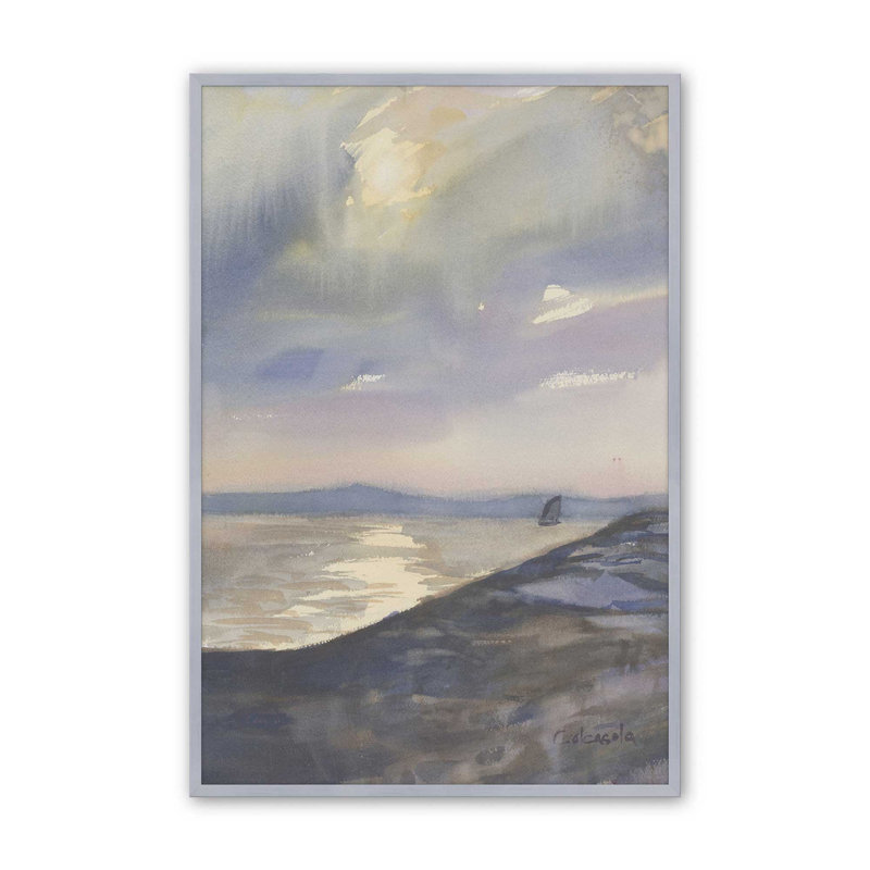 «Evening Sail» par Stephen Calcasola, reproduction d'art sur toile, H 48 po x l 32 po, Argent argent