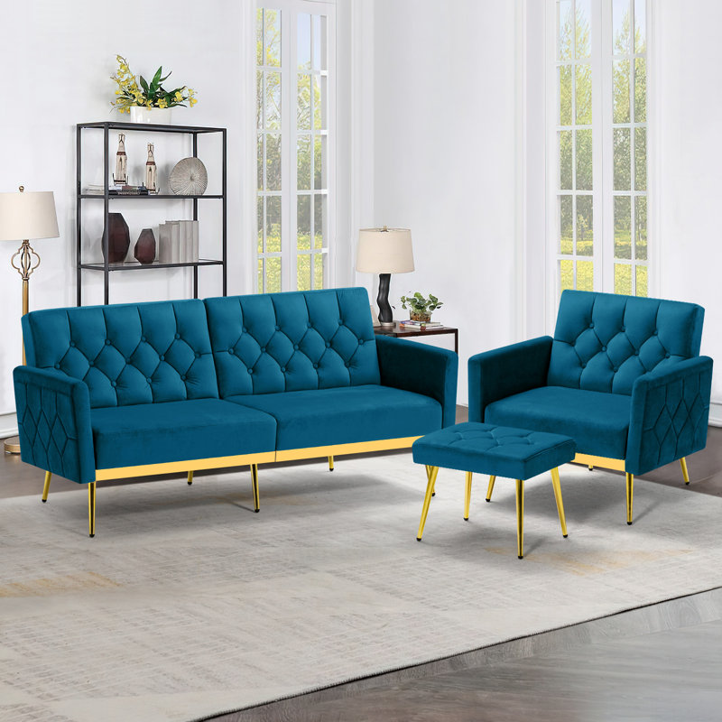 2 - Piece Velvet Living Room Set, Teal
