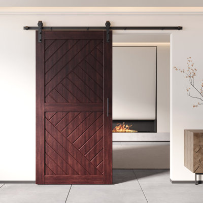 Porte de grange à motif géométrique non assemblée et fini en acajou rouge 42 po x 80 po Homacer de Homacer