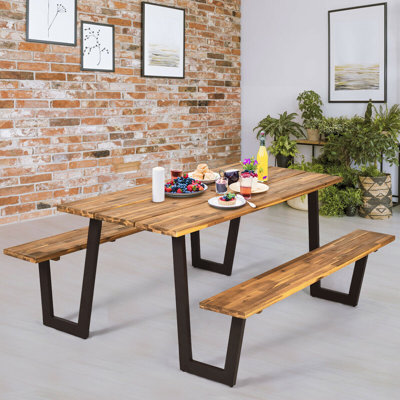 Reeside Rectangular Acacia Outdoor Picnic Table