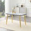 Table de salle à manger rectangulaire moderne et minimaliste, pouvant accueillir de 4 à 6 personnes. Comptoir en verre trempé + panneau de fibres à densité moyenne inférieur, texture imitation marbre, pieds fuselés en métal. Convient aux restaurants minimalistes.-130167011