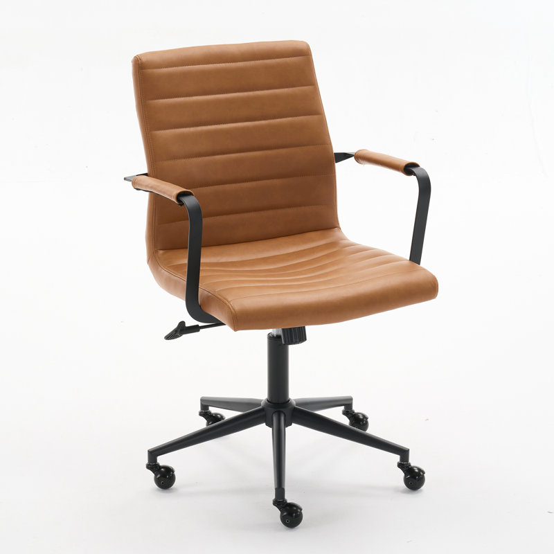 Arianna Swivel Mid-Century Office Chair, Brown