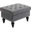 Banc de rangement en lin gris avec couvercle amovible avec repose-pieds et siège de 25 po, pieds en bois cloutés avec couvercle de 25 po