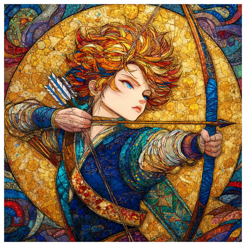 Stained Glass Archer Bedding Fantasy Bedspread Artwork, Queen