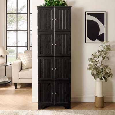 Armoire de rangement 4 portes, armoire de rangement 8 portes, hauteur 72,4 po avec portes et 4 tablettes