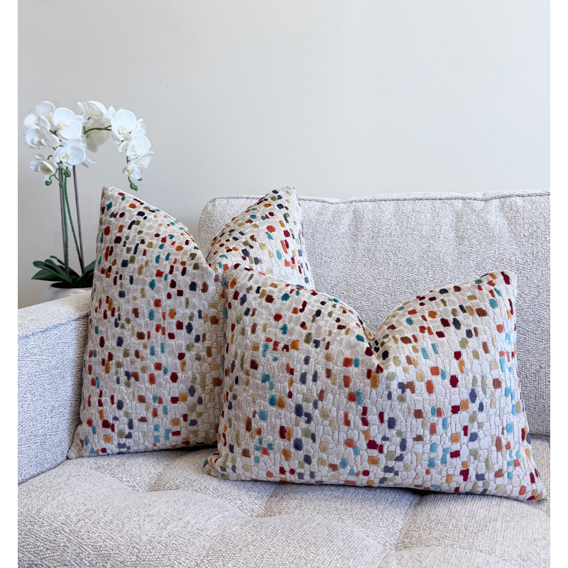 Housse de coussin en velours mosaïque, Coucher de soleil, 14 x 20 po