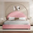 Bensu Luxury Curve-Shaped Headboard Bed Frame, Elegant Boucle Upholstered Platform Bed with Modern Design-756670532-756328090