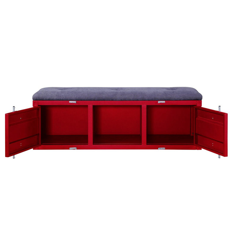 Egon Upholstered Storage Bench, Red, 19" H x 50" L x 16" D