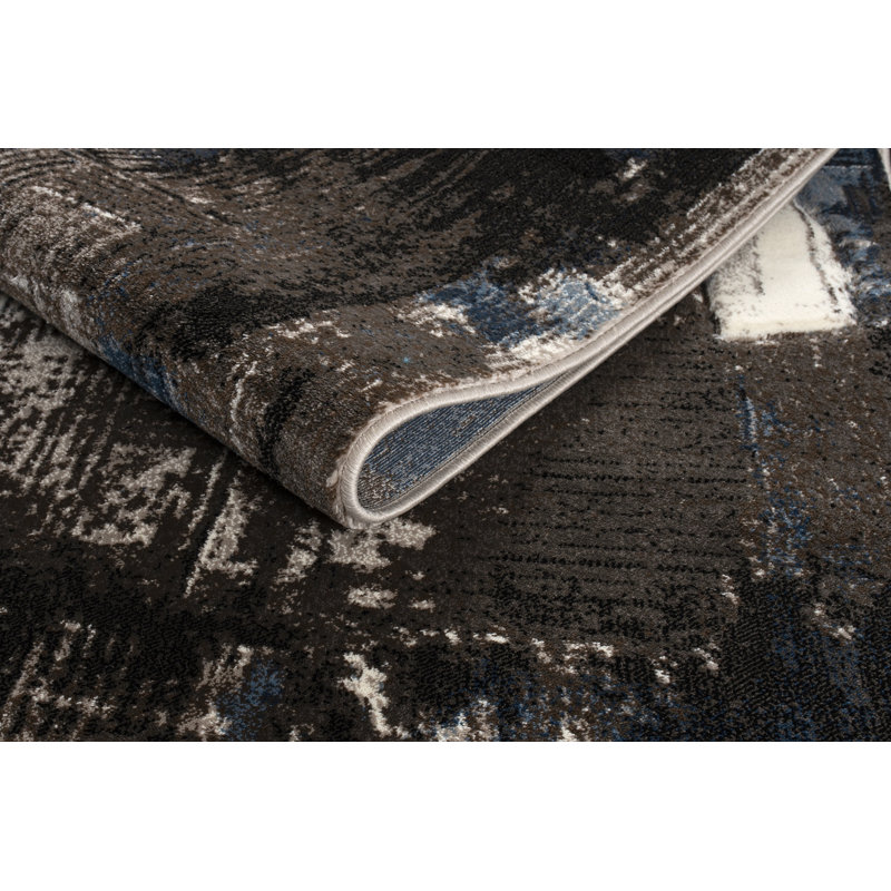 Tapis abstrait bleu / brun Noemy, Rectangle 3 pi 5 po x 5 pi 5 po