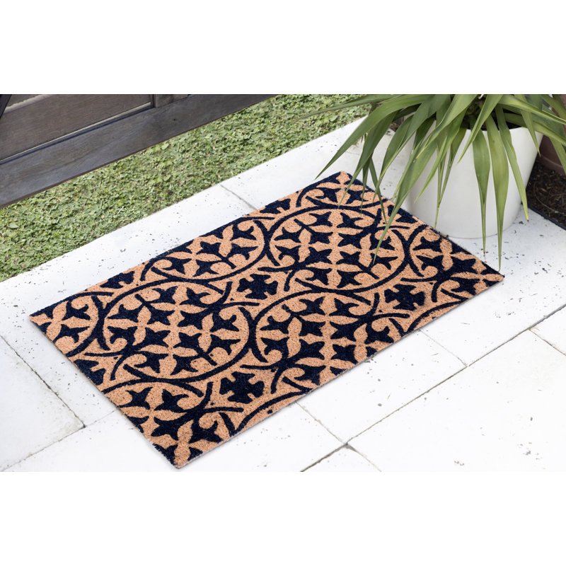 Timiya Tile Coconut Coir Entryway Doormat, 24" x 36" Non-Slip