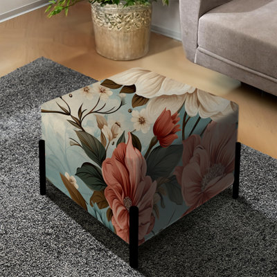 Beige corail rustique Whispers - repose-pieds carré Cottage