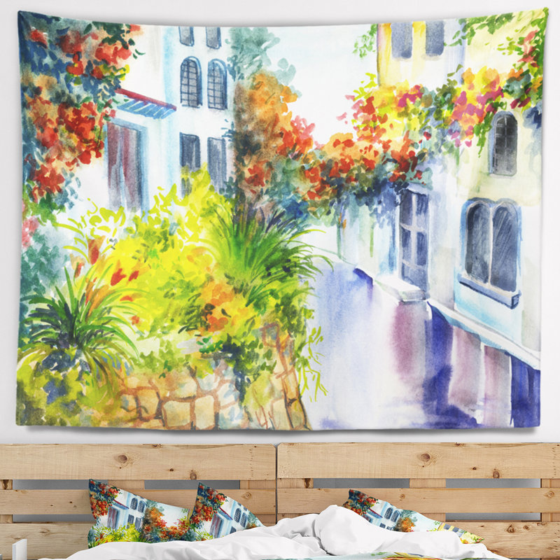 Fleurs de paysage près de la tapisserie de la maison, H 50 po x l 60 po