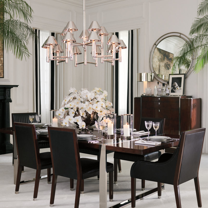 Ralph Lauren Barrett 9 Light Chandelier, Polished Nickel