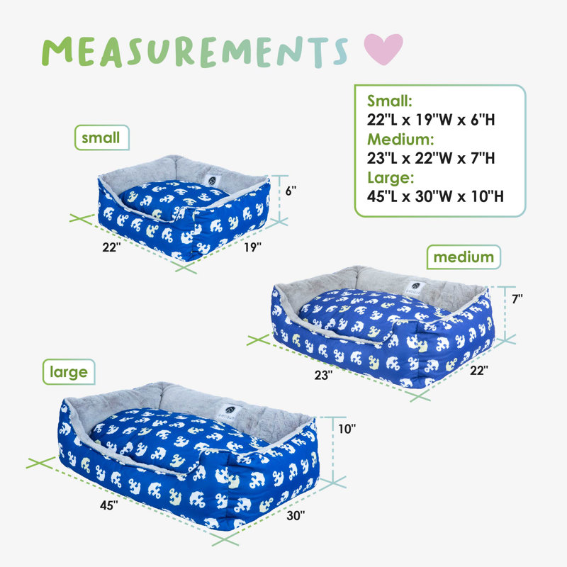 Anchor's Away Reversible Pet Bed, Small (22" W x 19" D x 6" H)
