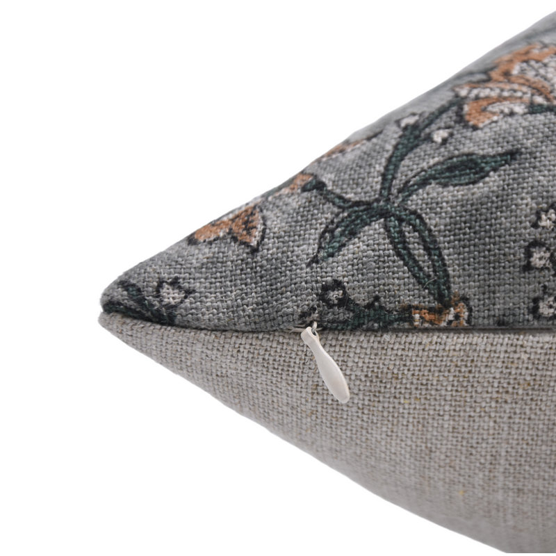 Housse de coussin en bloc imprimé, housse de coussin carré en lin épais fait à la main, coussin à imprimé floral 24 x 24 - NAAYAB