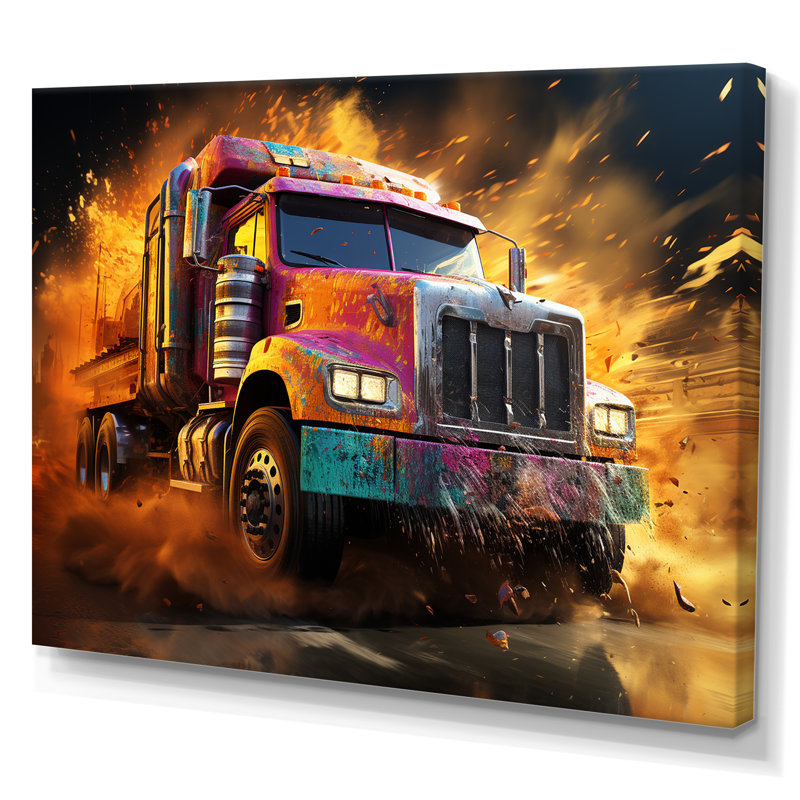 «Expressionist Monster Truck Fury IV» sur toile, Toile tendue, H 12 po x l 20 po x P 1 po