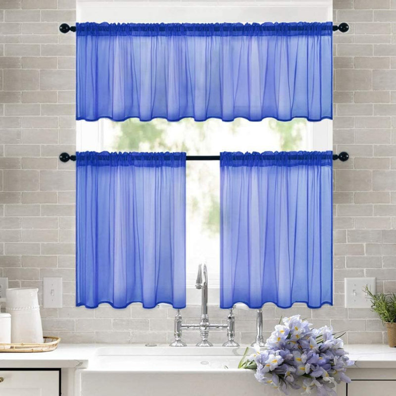 Markisha Tailored Window Valance, Navy Blue