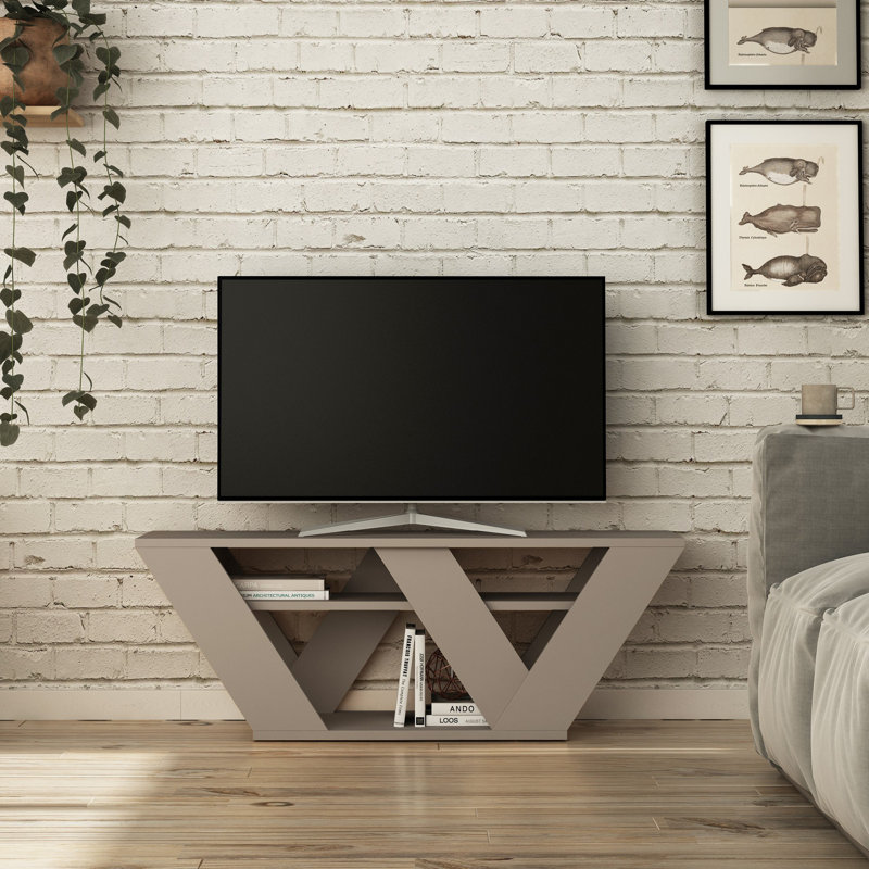 Meuble télé moderne avec plusieurs tablettes, moka clair, 43,3 po x 15,7 po x 15,7 po | 100% panneau de particules enduit de mélamine, épaisseur: 0,7 pouce | Conception murale pour une organisation de salon élégante