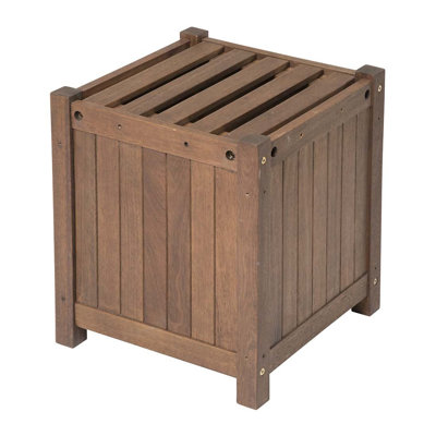 Boîte à fleurs d'extérieur carrée en bois d'eucalyptus