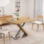 Table de salle à manger 47,25 "-63", teinte naturel, 4 à 6 places, rétractable, solide et aspect naturel en acier, robuste