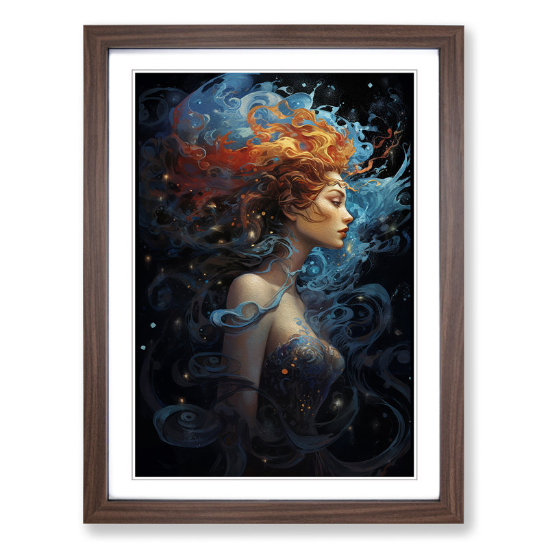 Single Picture Frame Print on Wood, Walnut Framed, 34cm H x 25cm W