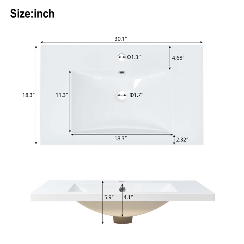 Ensemble de meuble-lavabo 30 "avec lavabo, Bois robuste