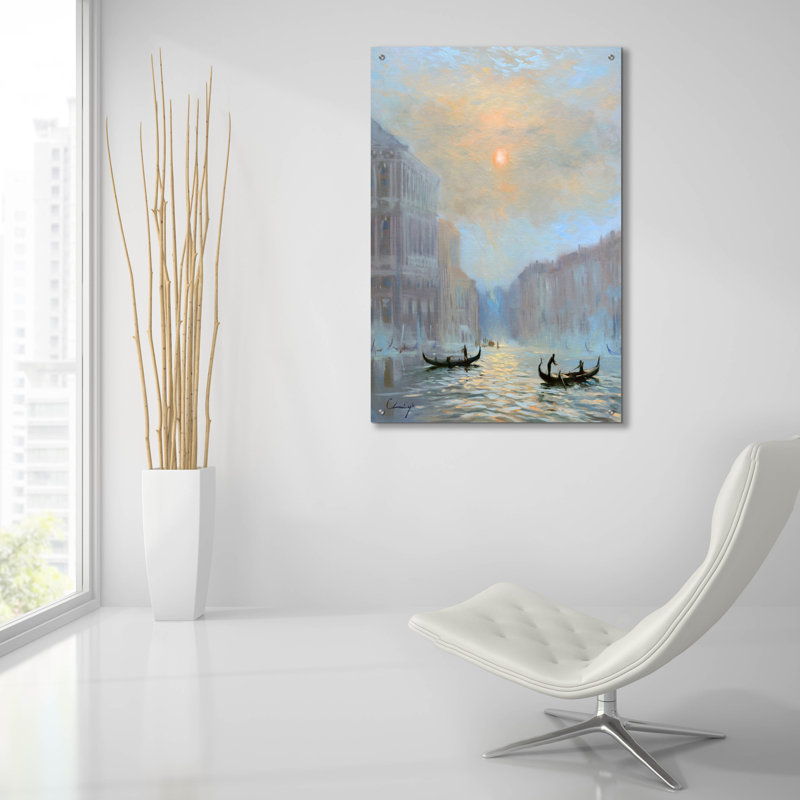  «Venice Morning Mist» par Chuck Larivey, art mural en verre acrylique, 24 po x 36 po, H 36 po x l 24 po
