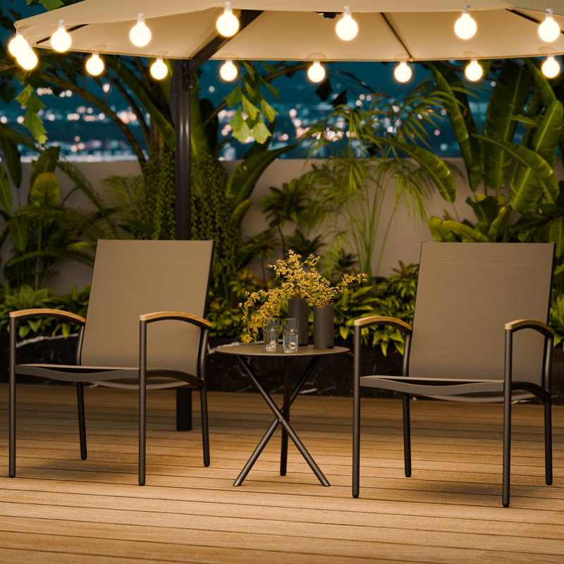 3-Piece Patio Conversation Set, Light Gray/Black