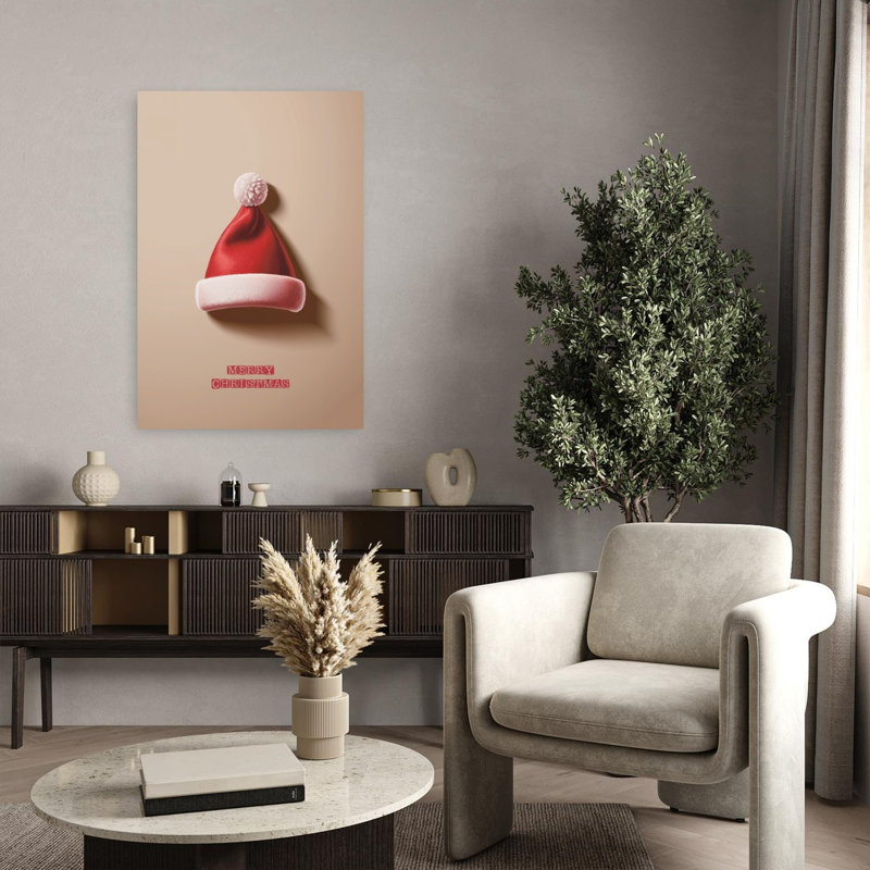 «Merry Christmas Hat», impression d'art abstrait minimaliste, H 36 po x l 24 po