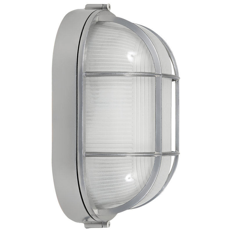 Luminaire d'extérieur à cloison en verre Zurcher, Nickel satiné, H 6,5 po x l 11 po x P 5 po
