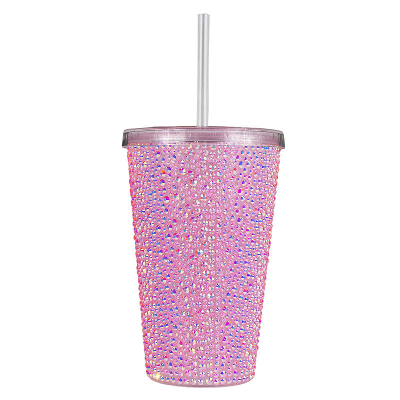 Verre large Strass, Rose irisé