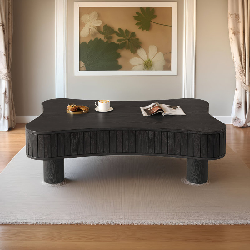 Lift Top Coffee Table For Living Room 42" - Fluted Panel Hidden Storage, Silent Hydraulic Lift, Curved Safety Corners, 5 Min Assembly (27"W X 13-18.9"H)