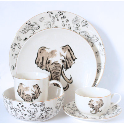 Gaye Porcelain China Dinnerware Set 24 Piece - Service for 4