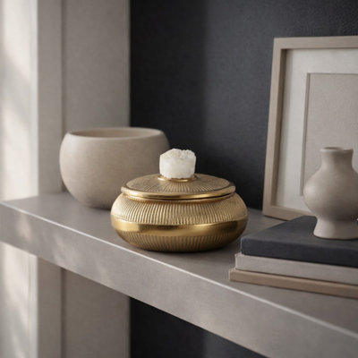 Decorative Metal Box With Agate Stone Accent On Lid - Modern Organizer For Jewelry And Keepsake Box - Stylish Storage Boxes Perfect For Home Decor