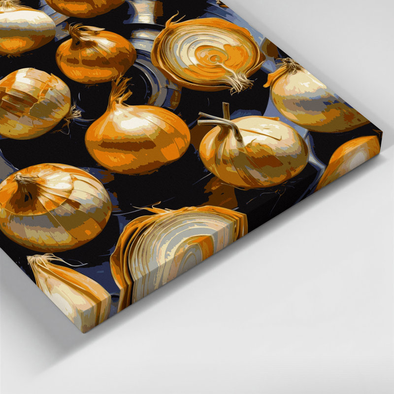 Légumes, oignon, art mural sur toile brune, 20" H x 24" W